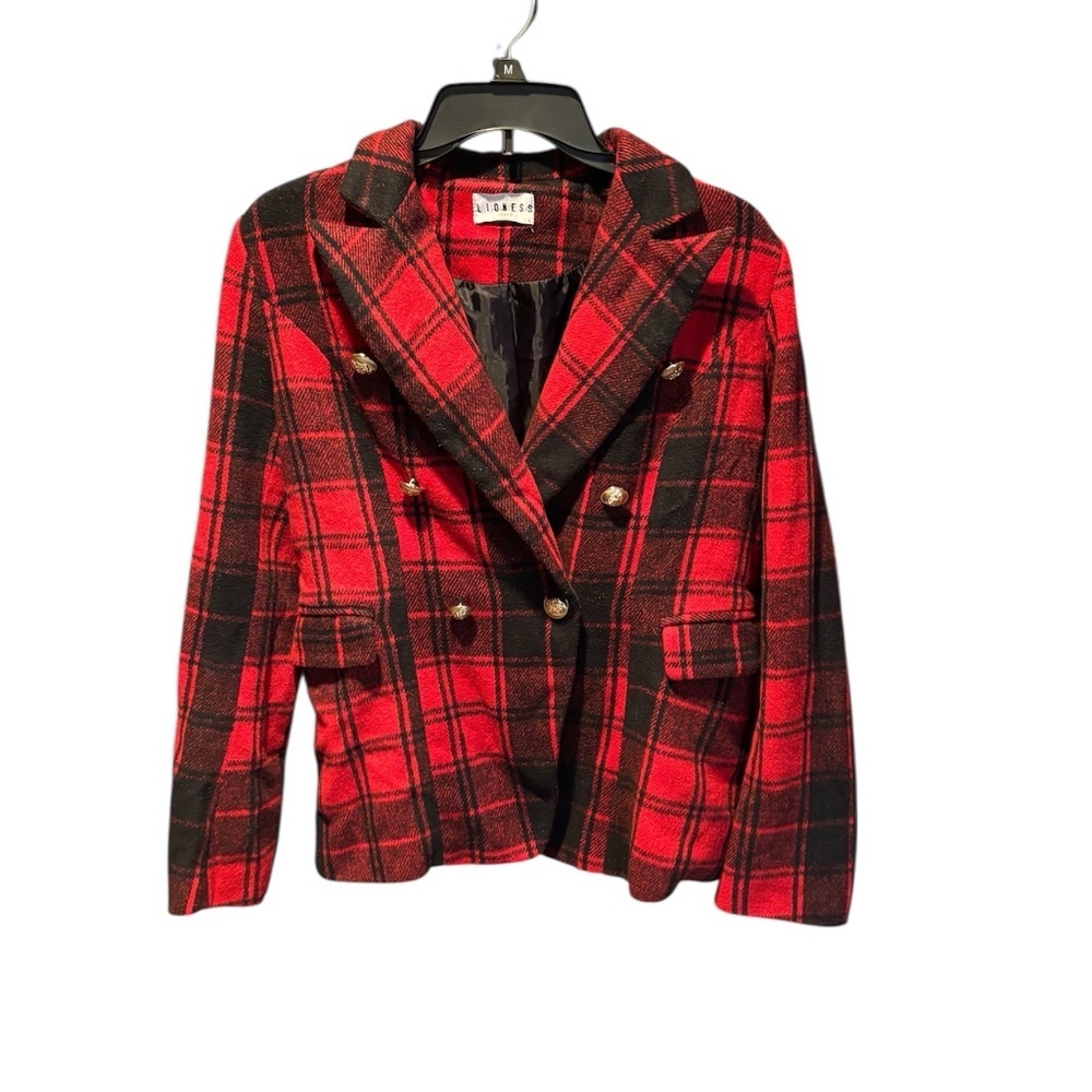 Lioness Palermo Double Breasted Blazer in Red & Black Large